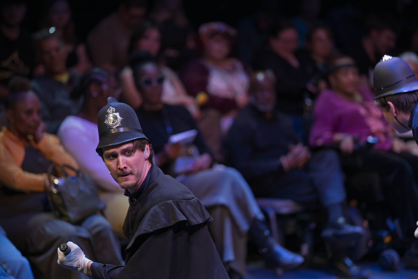 Sergeant looking back, audience close
